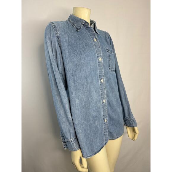 Vintage Y2K Gap Denim button down blue shirt ladies size large - Picture 5 of 13